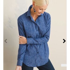 Chico's Shirt Women Sz XL (16) Blue Long Sleeve Button Up Non  Iron Stretch